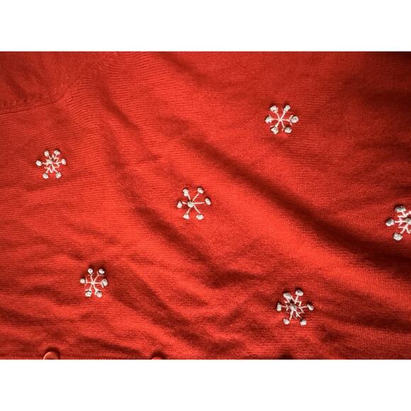 Medium Wish For Joy Holiday Sweater Red Snowman Christmas Winter Cardigan - Picture 8 of 9